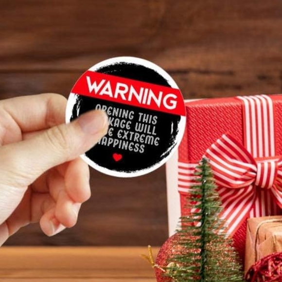 50 Warning Extreme Happiness Stickers 1.5" - Picture 1 of 6